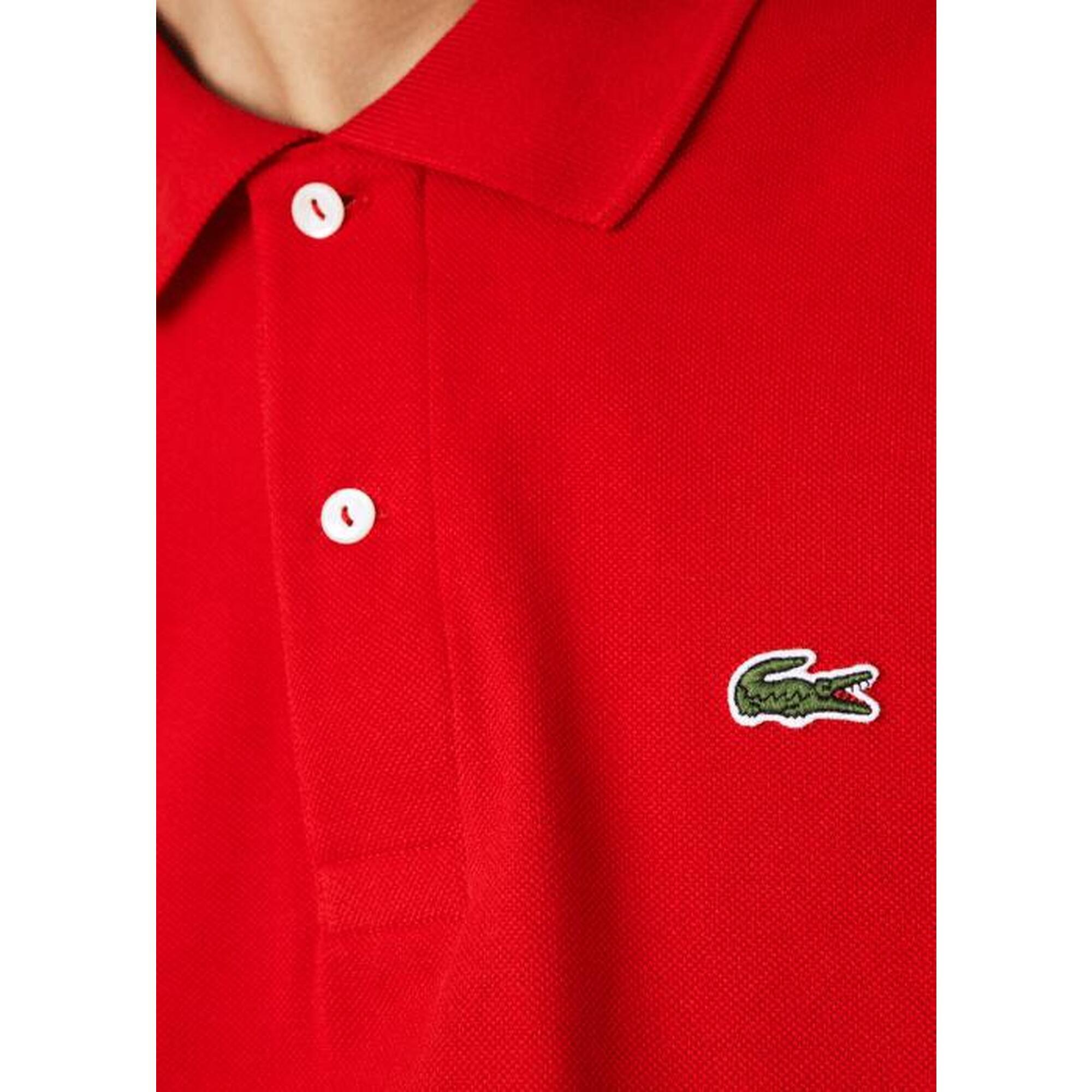 Tricou polo Lacoste clasic roșu pentru bărbați din piqué