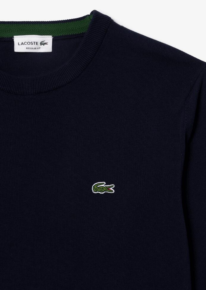 Trui Lacoste klassiek marineblauw met ronde hals 4/6