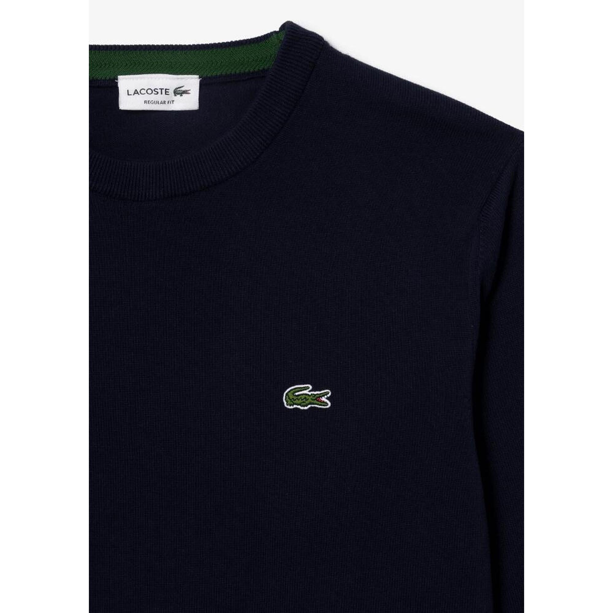 Pulover Lacoste clasic bleumarin cu guler rotund