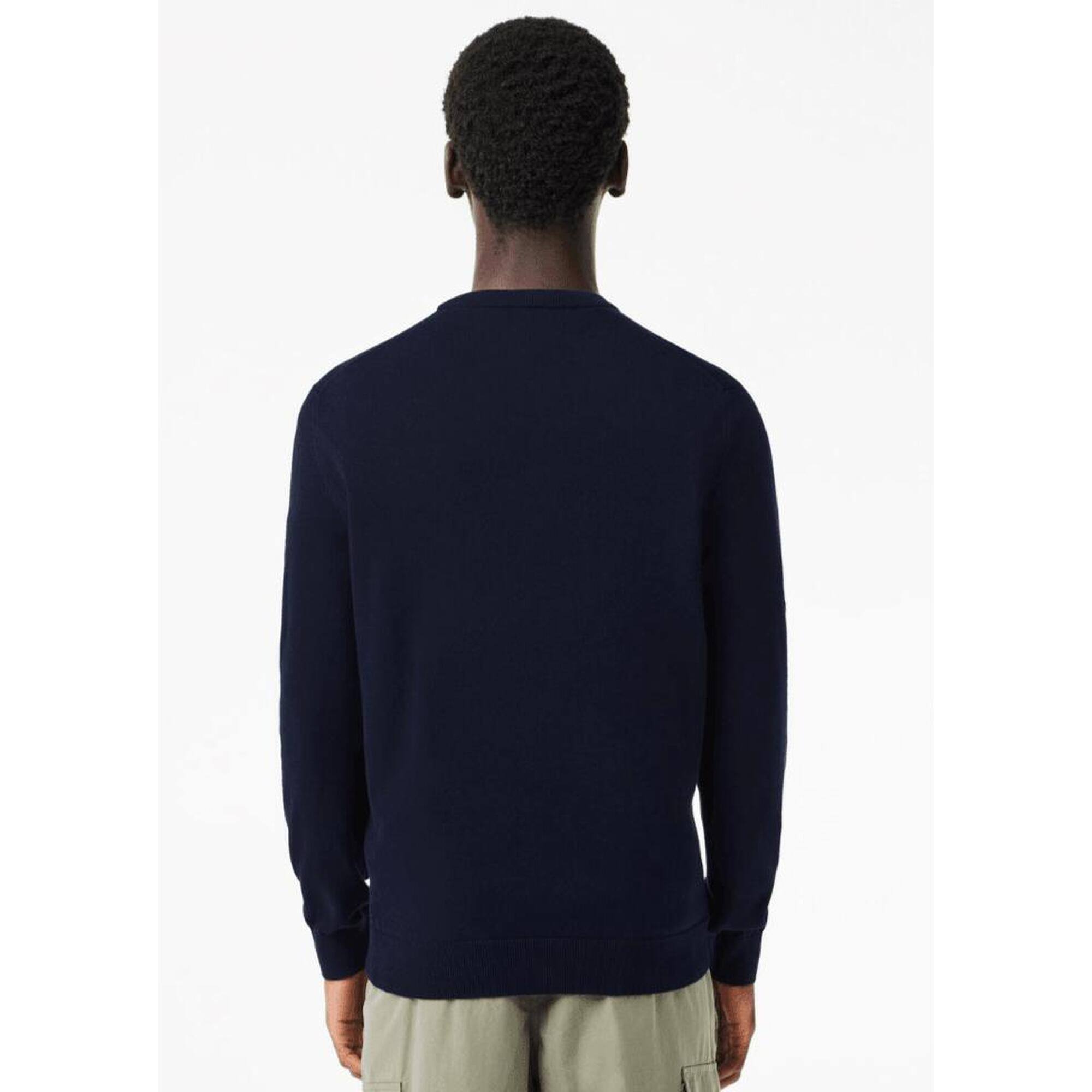 Pulover Lacoste clasic bleumarin cu guler rotund