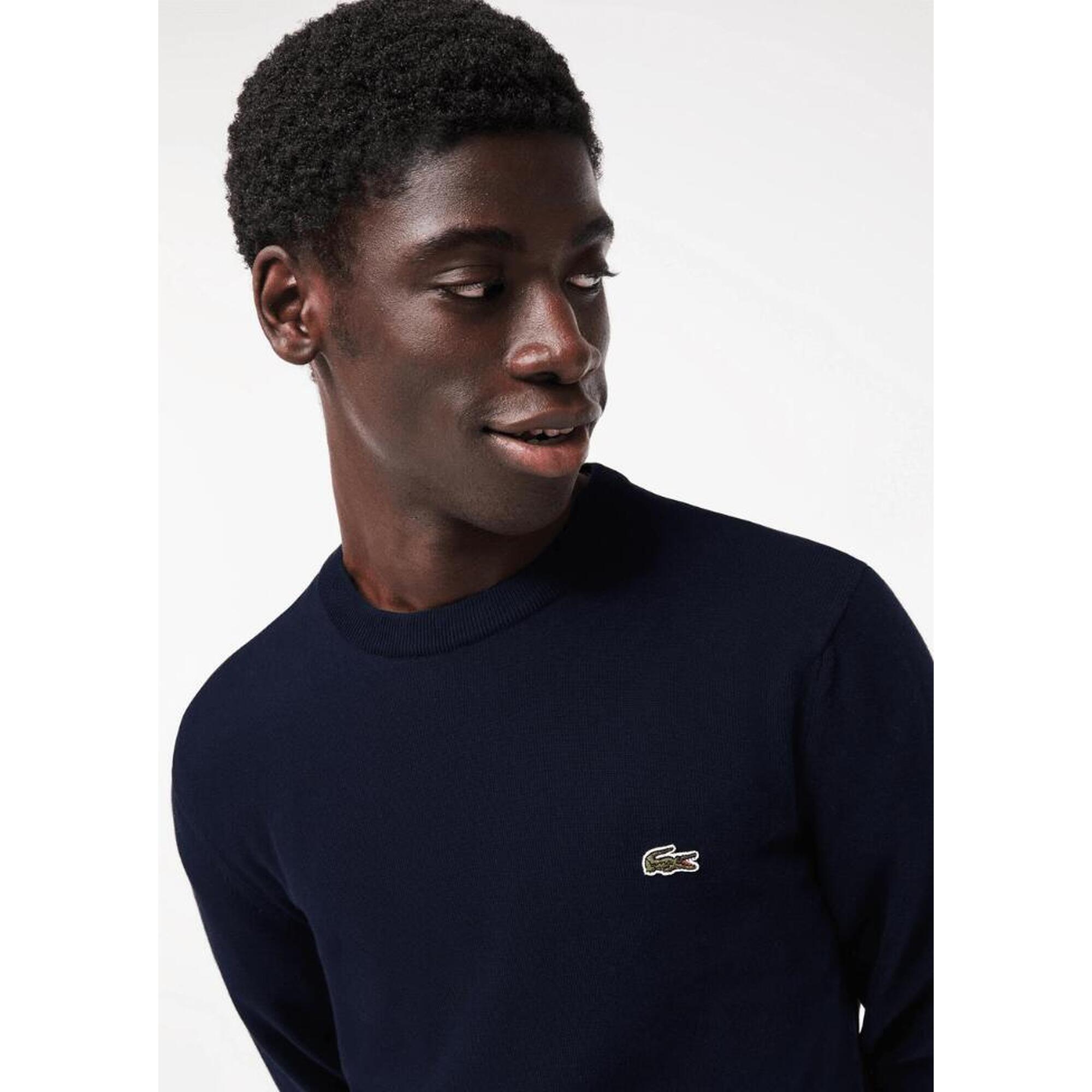 Pulover Lacoste clasic bleumarin cu guler rotund