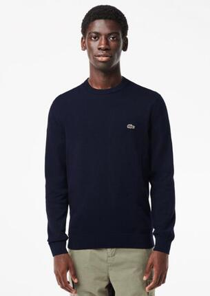 Trui Lacoste klassiek marineblauw met ronde hals