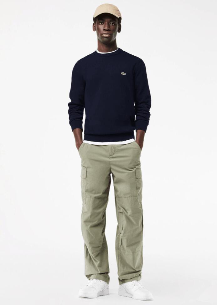 Trui Lacoste klassiek marineblauw met ronde hals 5/6