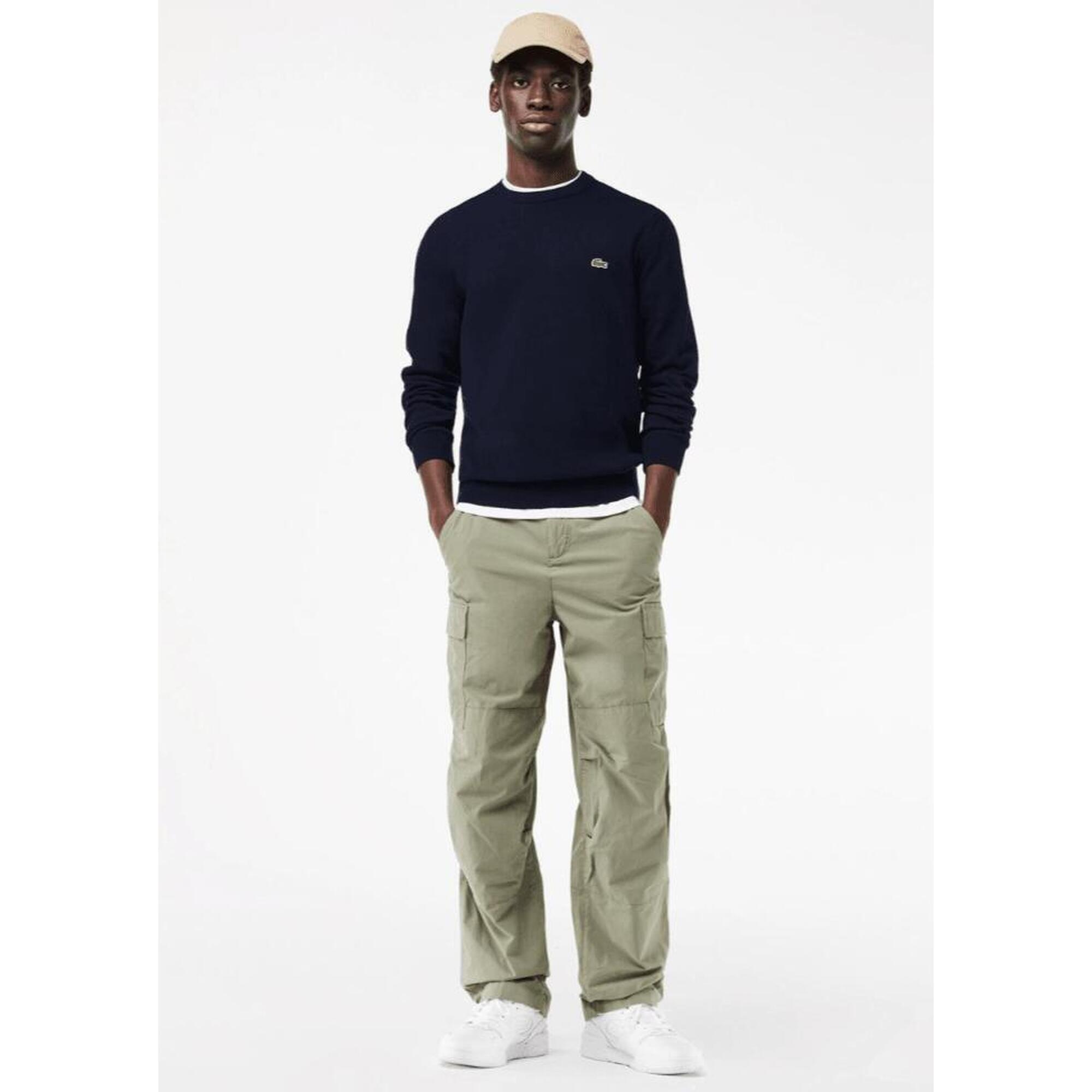 Pulover Lacoste clasic bleumarin cu guler rotund