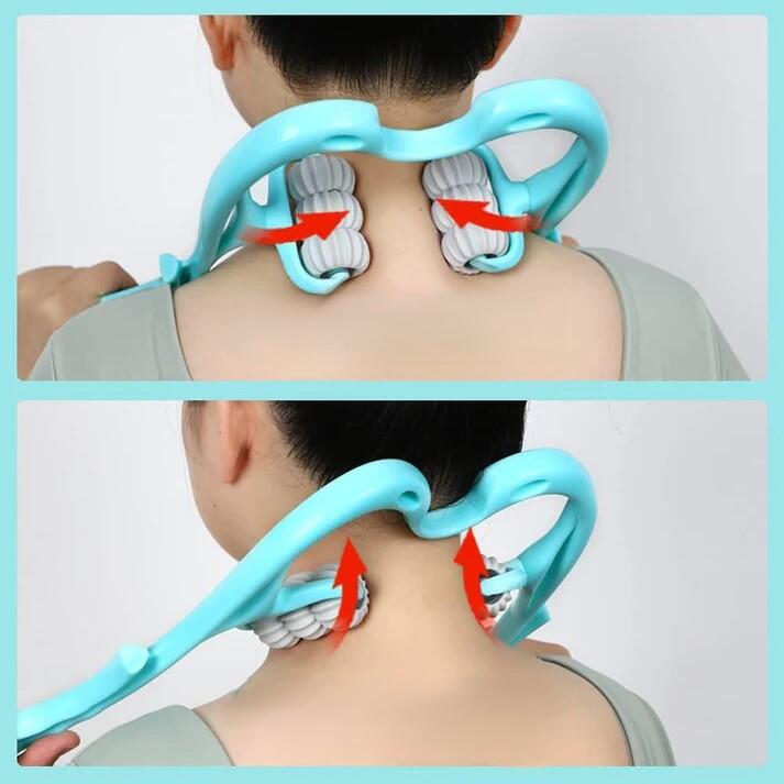 Unisex Fitness Nackenmassagegerät Hand-Massageroller Nacken X-sport Blau 3/7