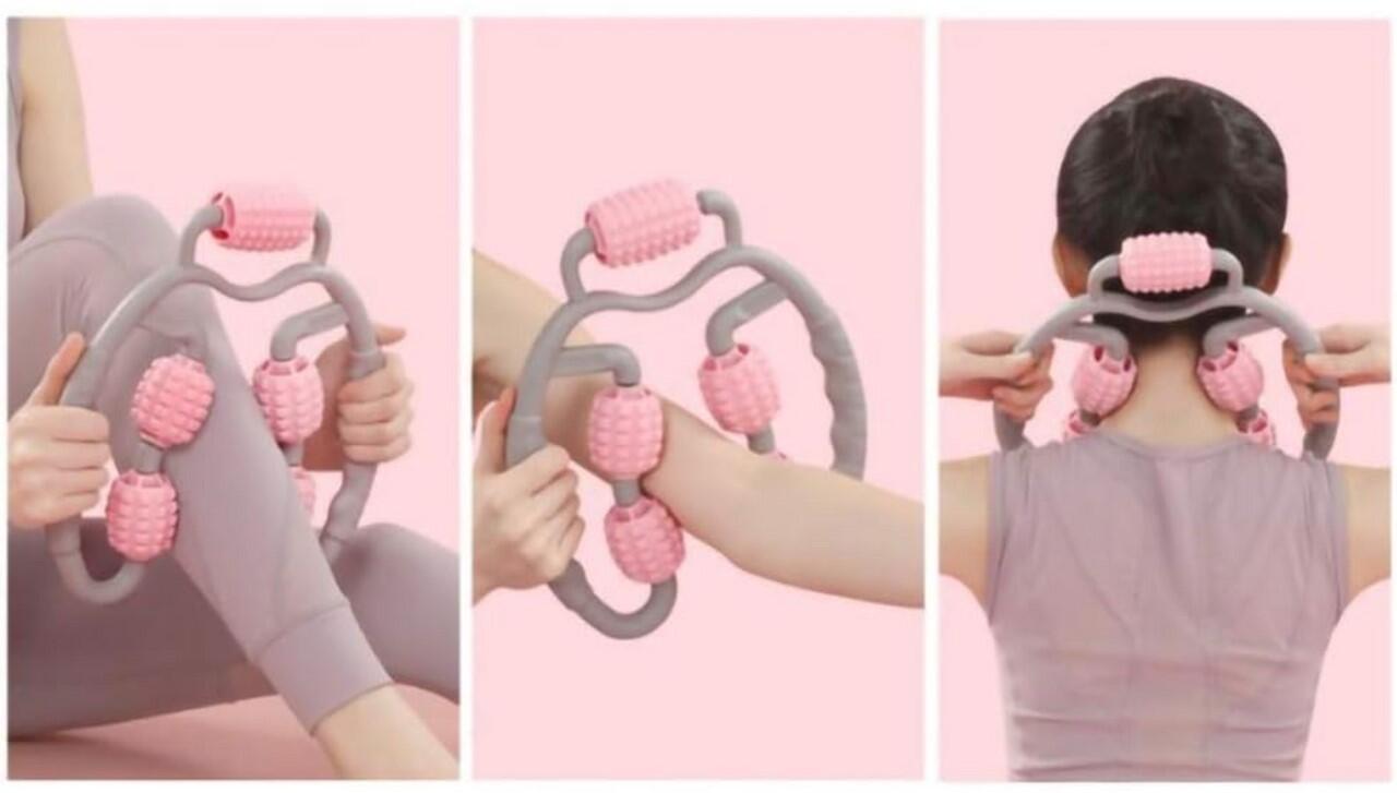 Unisex Fitness Massage-Ring 5 Rollen Muskelentspannung X-sport Rosa 4/7