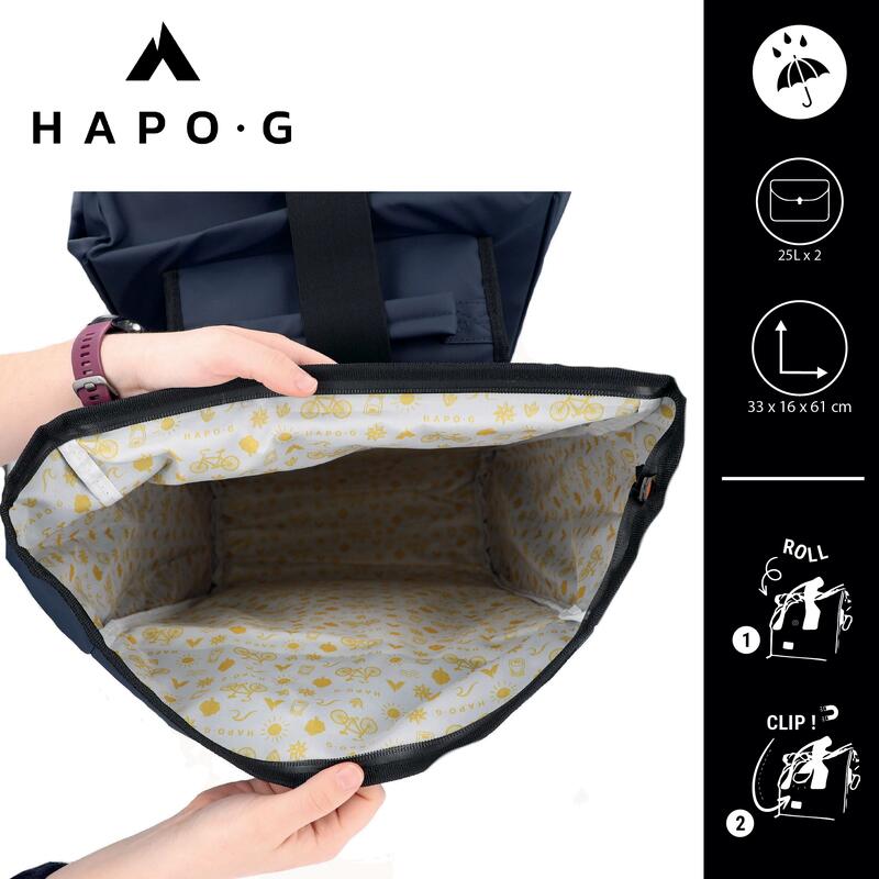 Sacoche double vélo porte-bagage étanche 50L, 2x25L BLEU HAPO-G