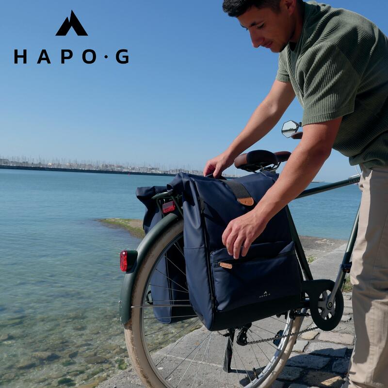 Sacoche double vélo porte-bagage étanche 50L, 2x25L BLEU HAPO-G