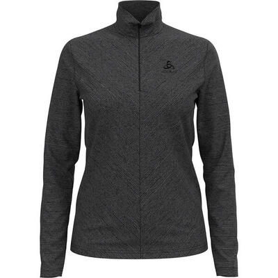 Odlo middenlaag loopshirt halve rits roy thermoshirt leisteengrijs - zwarte