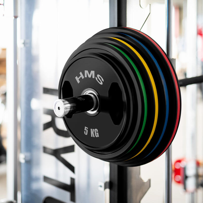 Zestaw talerzy olimpijskich ogumowanych TOG 2 x 5 - 25 Kg (150 Kg) HMS