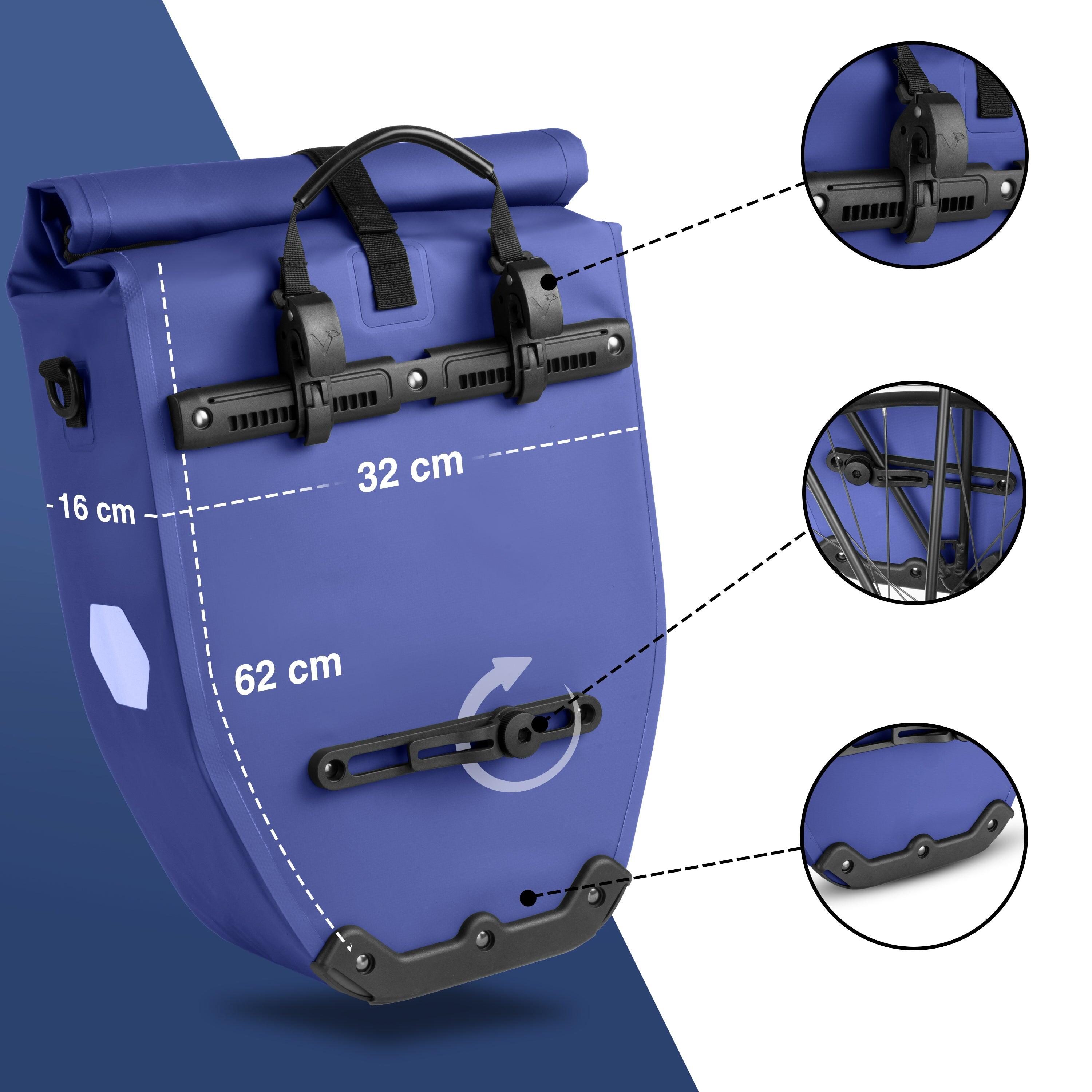 LEICESTERCN Borsa Portapacchi Bici 12L Impermeabile Con Copertina Antipioggia, Riflettente, Multitasche, Per Mountain Bike E Città