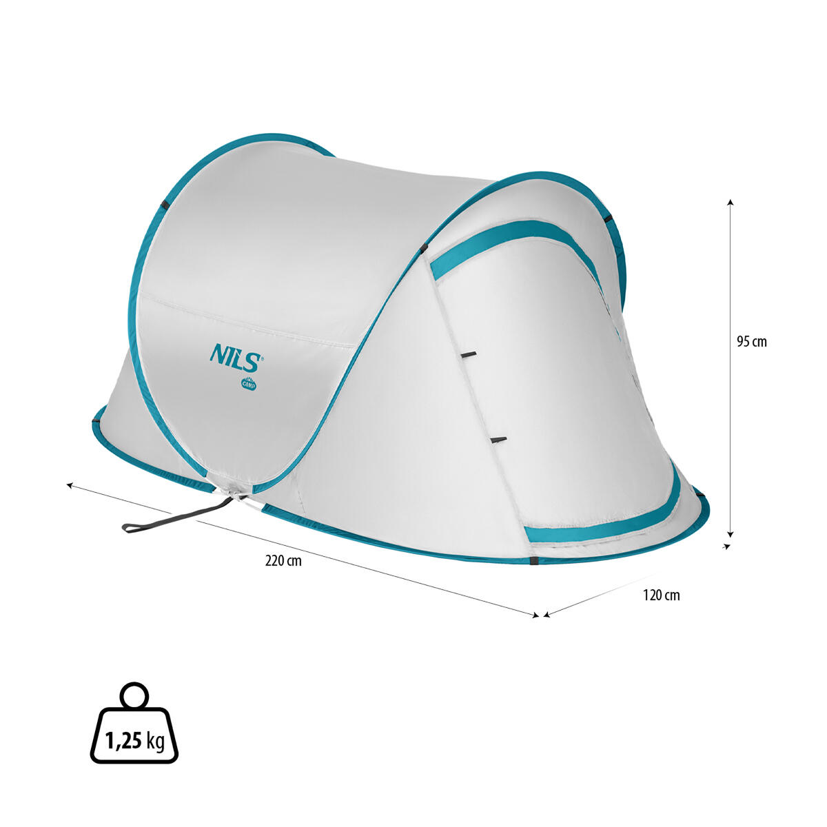Pop-Up Campingzelt für 2 Personen NILS CAMP NC3743 mit UV-Schutz 2/7