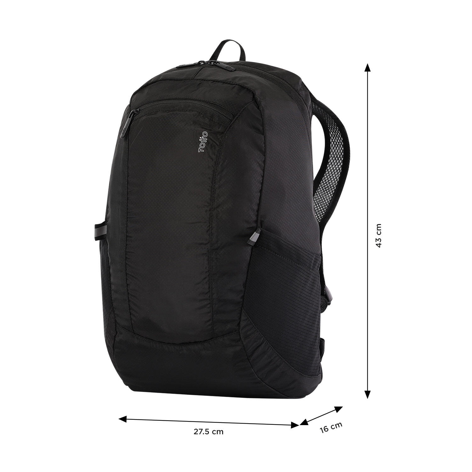 Totto Mochila plegable plegable Negro Poliéster 27.5 x 43 x 16 cm 3/5