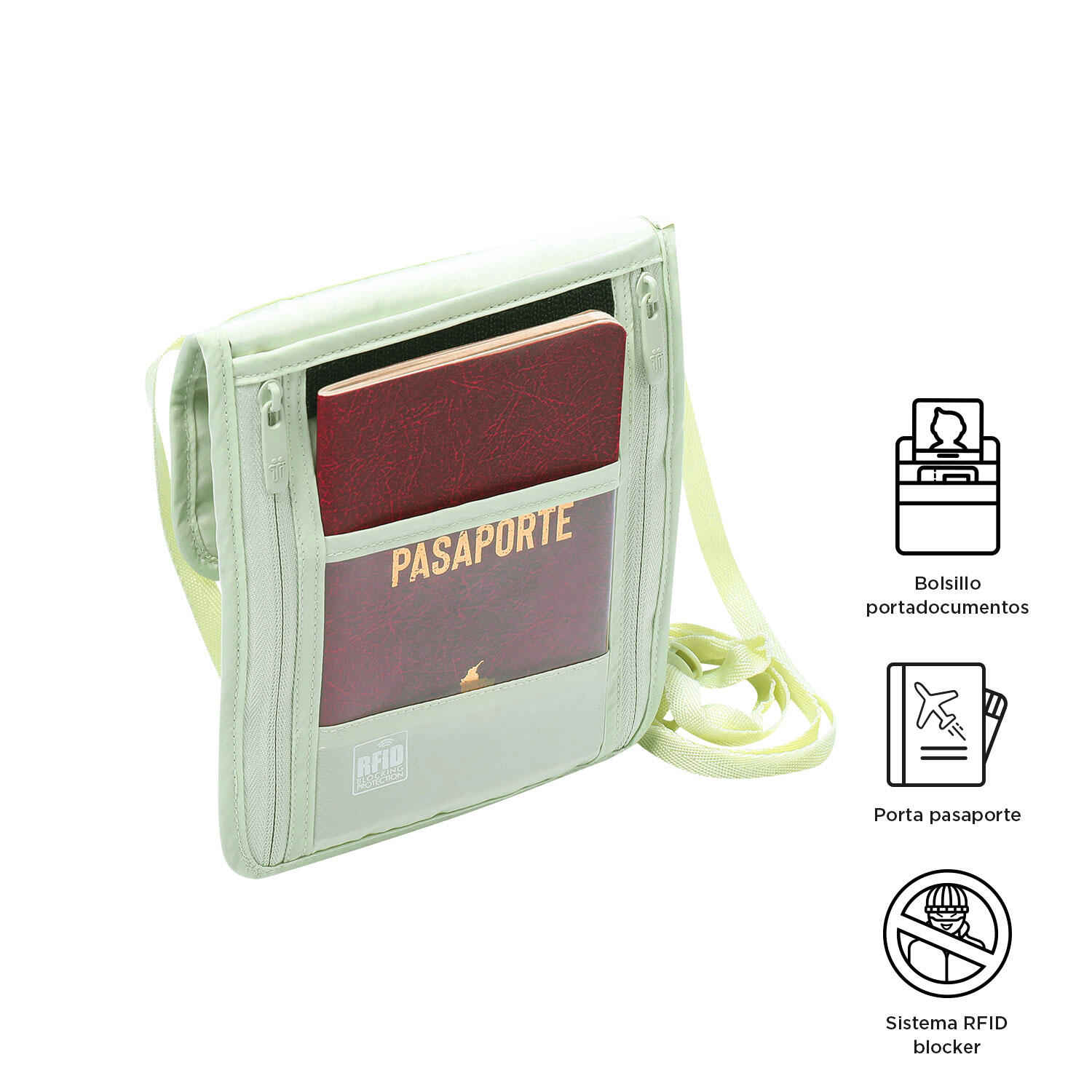 Totto Porta pasaporte Hang Meadow Mist Poliéster 14 x 19.5 x 0.5 cm 3/4