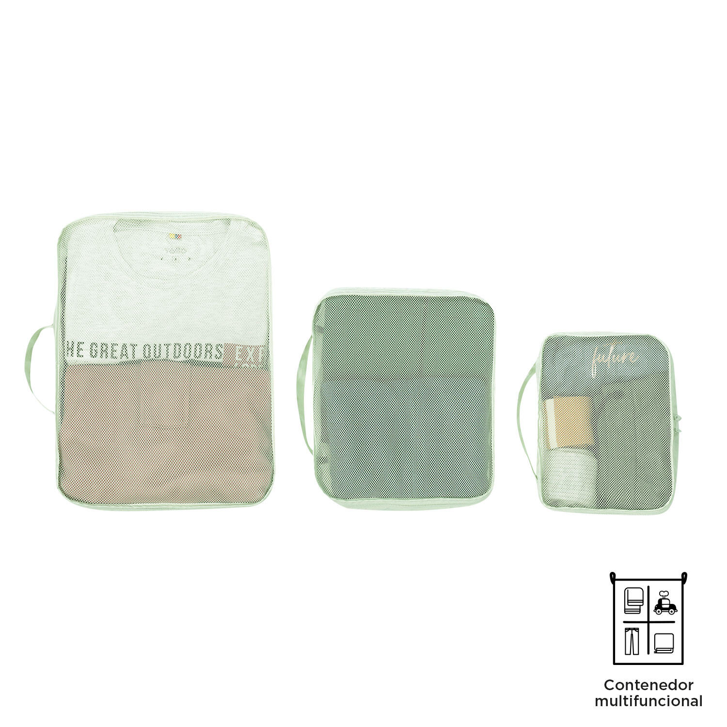 Totto Organizador equipaje Packing Cube X6 Verde Poliéster 29.5 x 40 x 7 cm 2/5