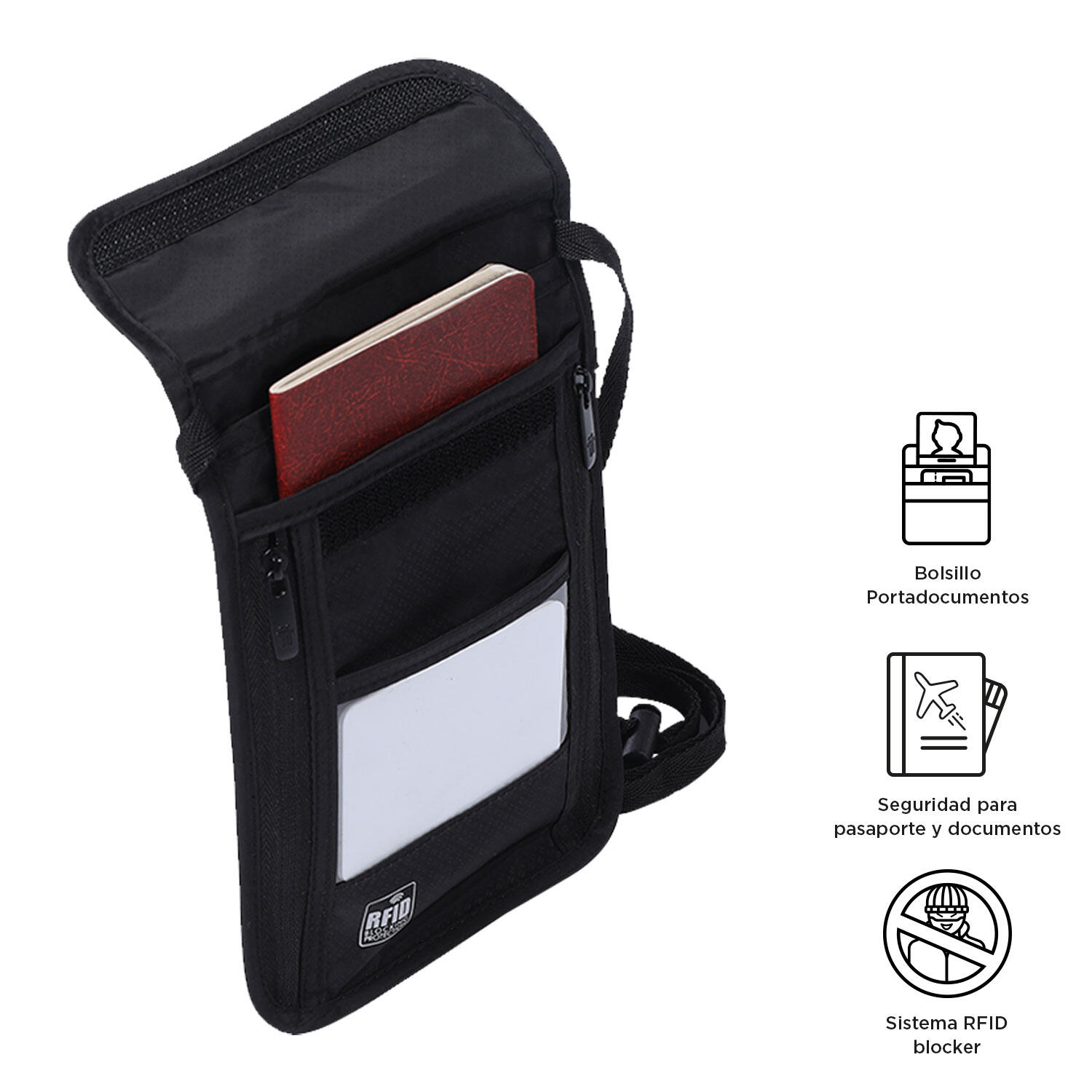 Totto Porta pasaporte Hang Negro Poliéster 14 x 19.5 x 0.5 cm 3/4