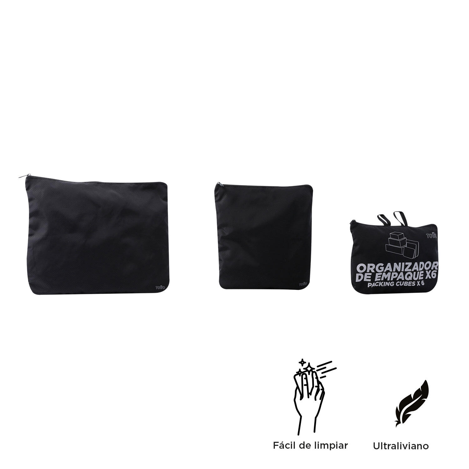 Totto Organizador equipaje Packing Cube X6 Negro Poliéster 29.5 x 40 x 7 cm 3/3