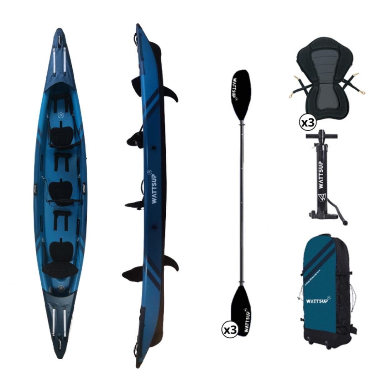 WATTSUP Opblaasbare kajak WattSUP Torpedo 3 - 476x80cm - 3 zitplaatsen - MAX 235kg