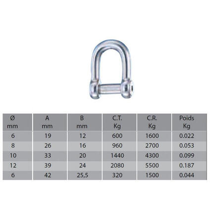 Manille axe 6 pans creux droite - WICHARD