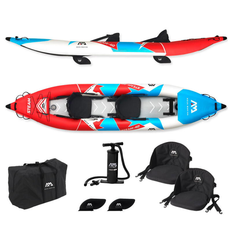 Aqua Marina - Kayak Steam-412 2 Personnes Aqua Marina (412x90cm) - Kayak - Blanc|bleu|rouge - Taille Unique - Decathlon