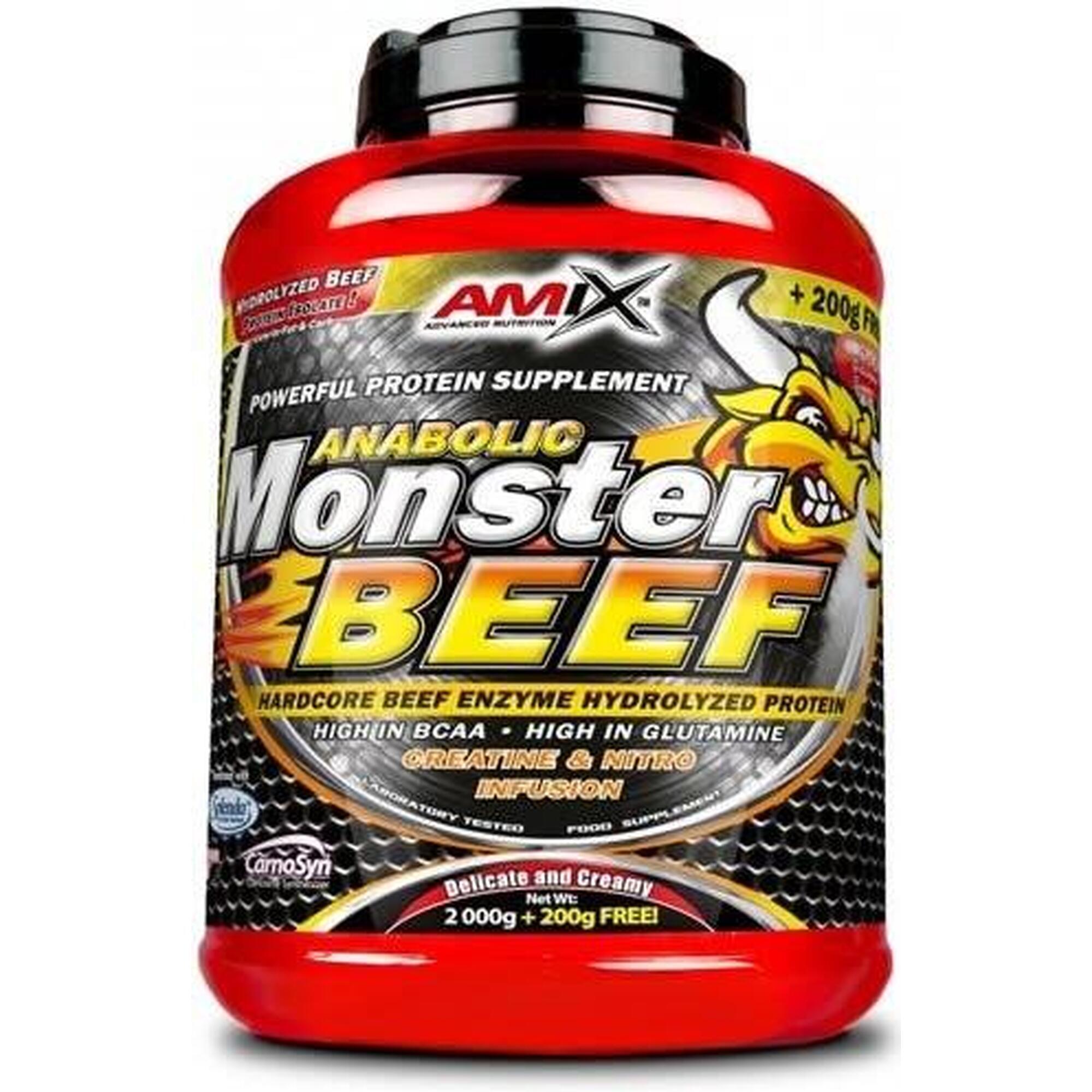 Monster Beef - 2,2 kg Morango Banana da Amix Nutrition Exclusivo Online      95,70€  Preço por quantidade 43,50€kg AMIX Monster Beef - 2,2 kg Morango Banana da Amix NutritionVendido e expedido por: FitnessZone    