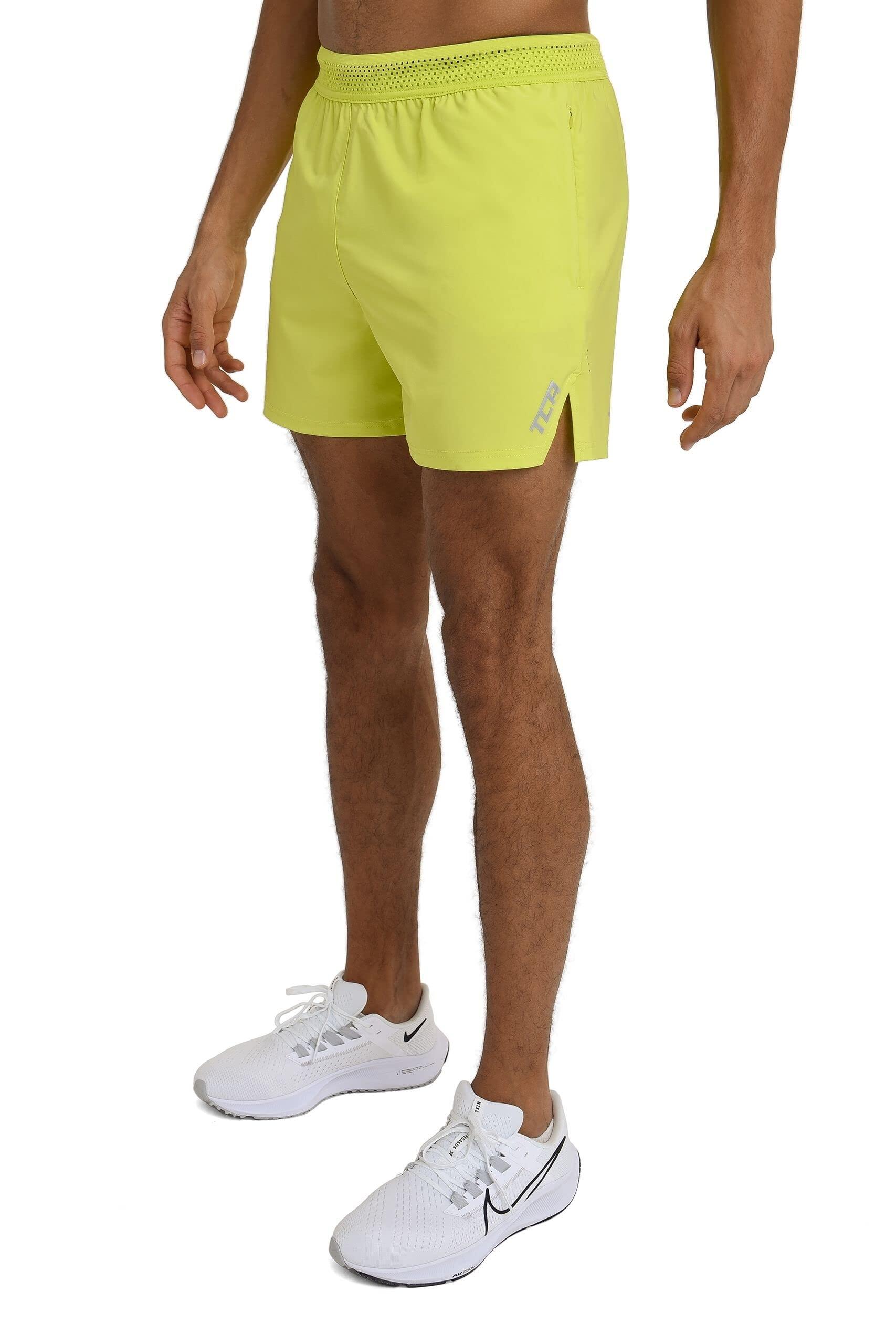 TCA Men's Flyweight Running Shorts with Zipped Pockets - Lime Punch