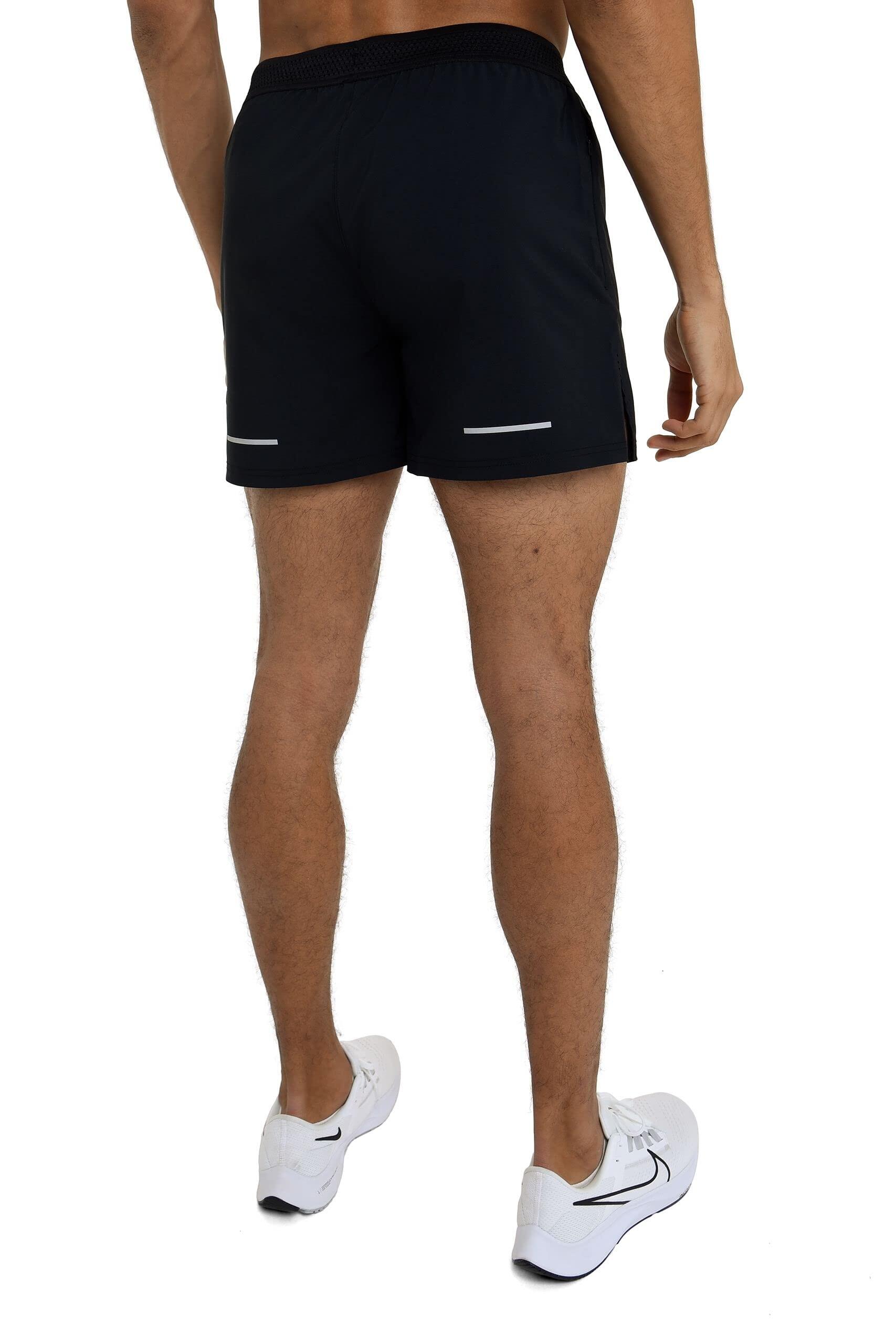 Men's Flyweight Running Shorts with Zipped Pockets - Black Stealth 2/6