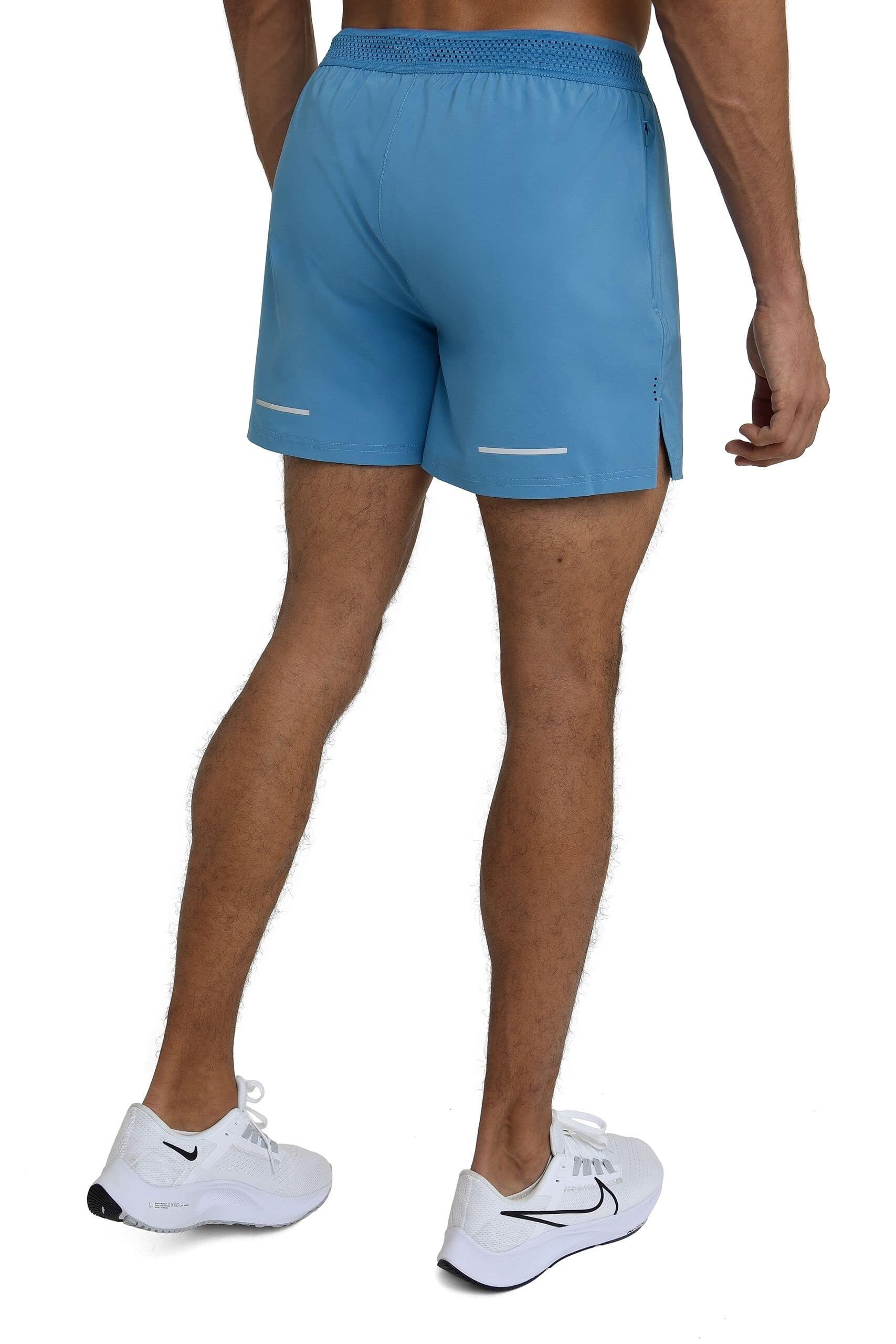 Men's Flyweight Running Shorts with Zipped Pockets - Powder Blue 2/6
