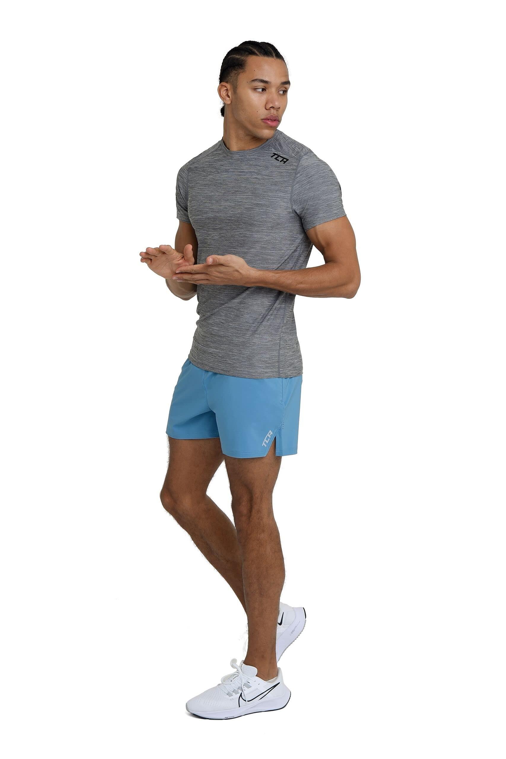 Men's Flyweight Running Shorts with Zipped Pockets - Powder Blue 5/6