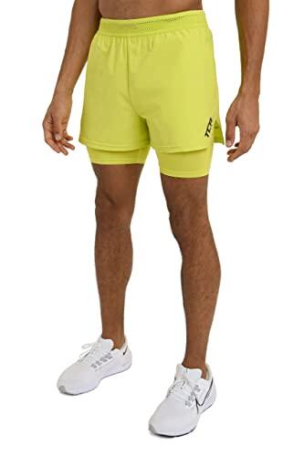 TCA Men's Lightweight 2-in-1 Running Shorts - Lime Punch