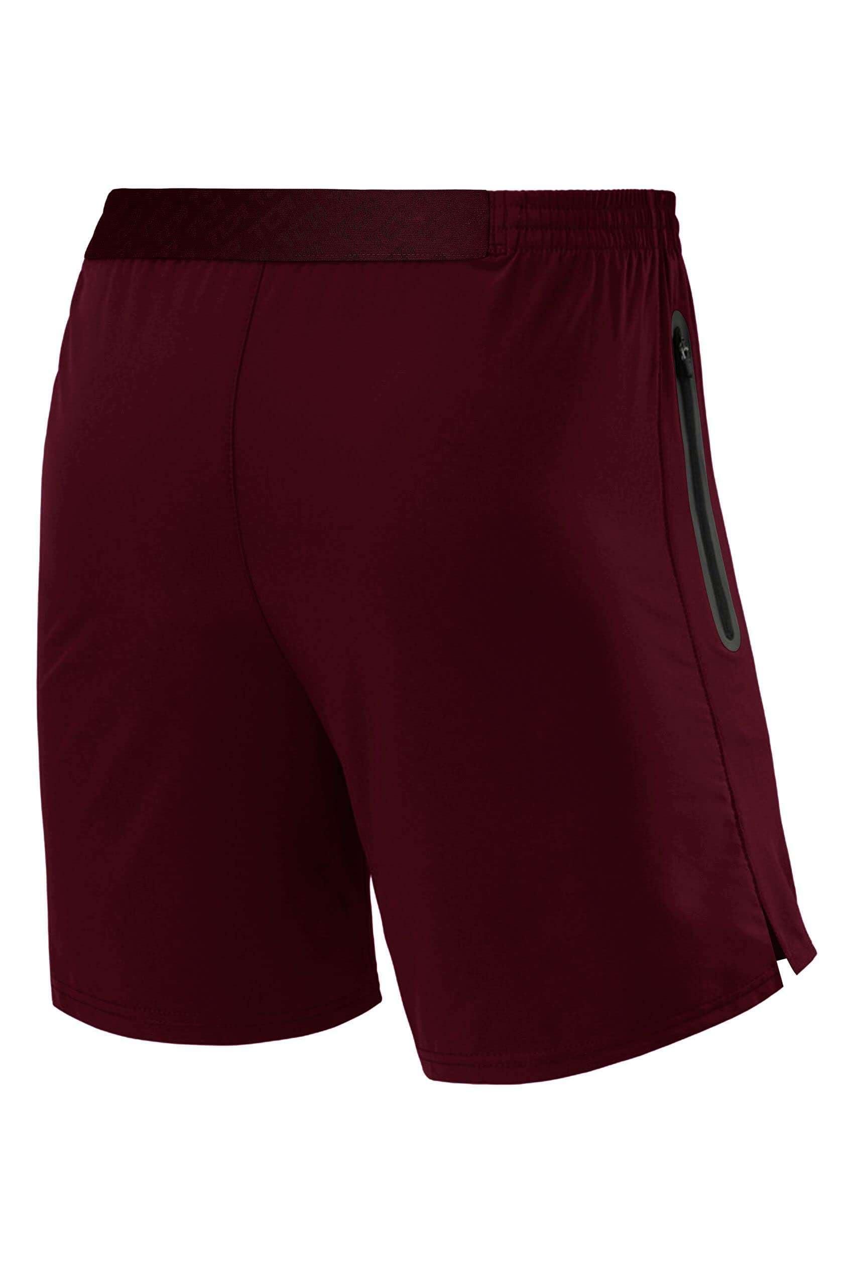 Men's Elite Tech Lightweight Running Shorts with Zip Pockets - Maroon 2/7