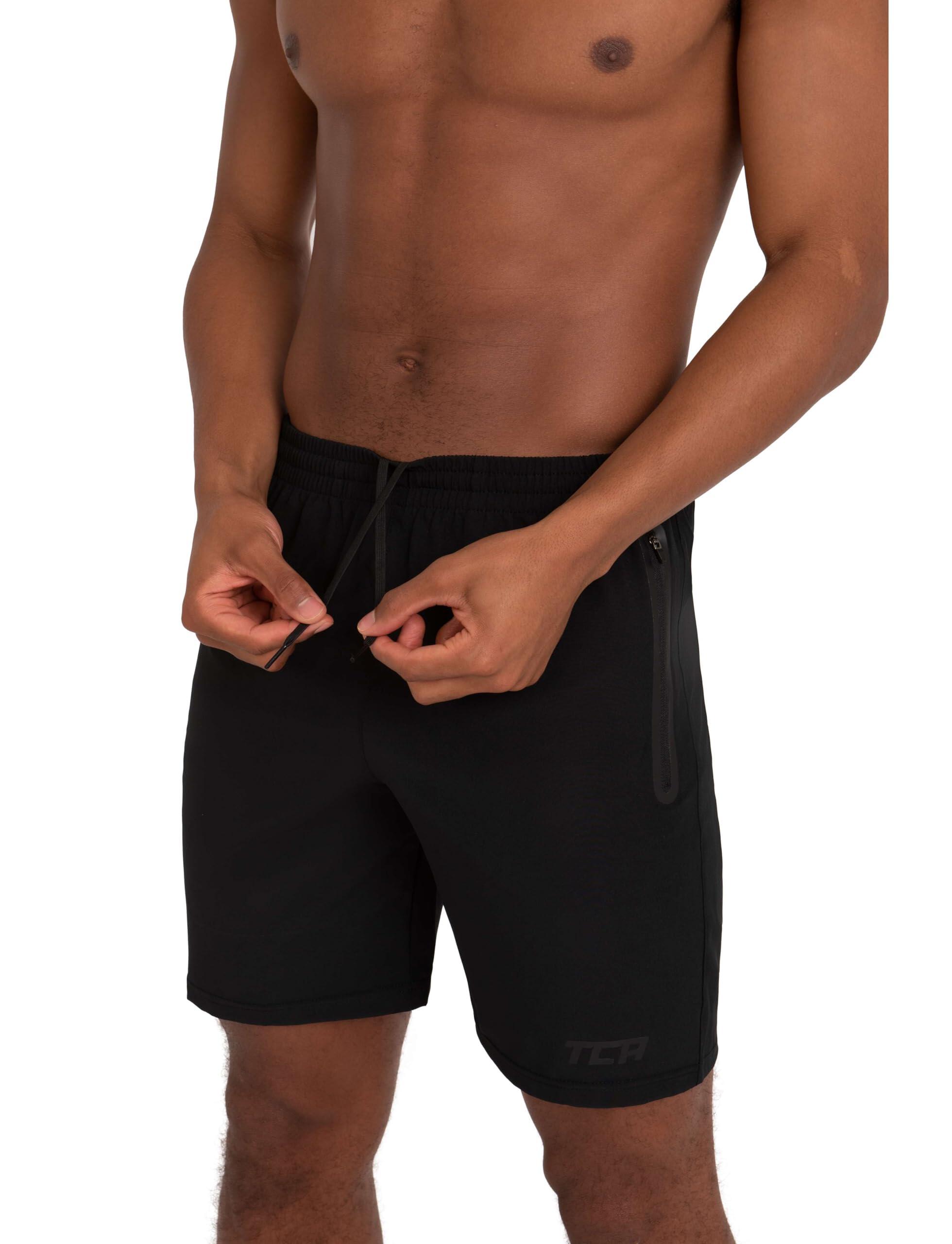 Men's Elite Tech Lightweight Running Shorts with Zip Pockets - Black/Black 3/7