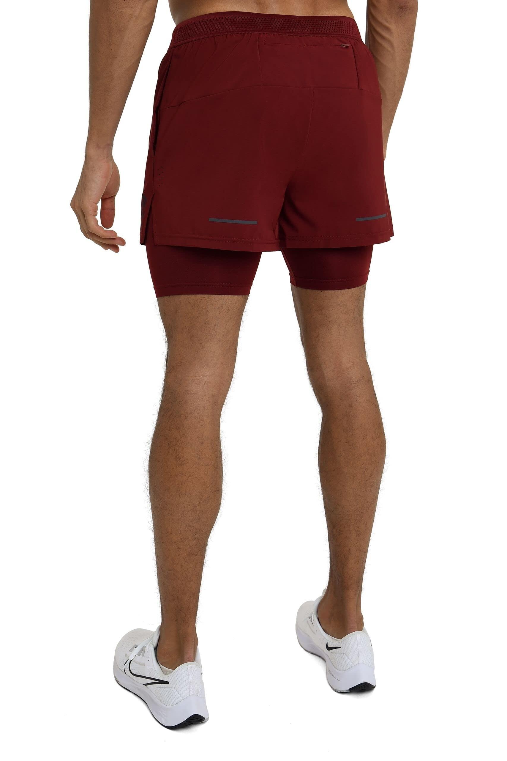 Men's Lightweight 2-in-1 Running Shorts - Maroon 2/6