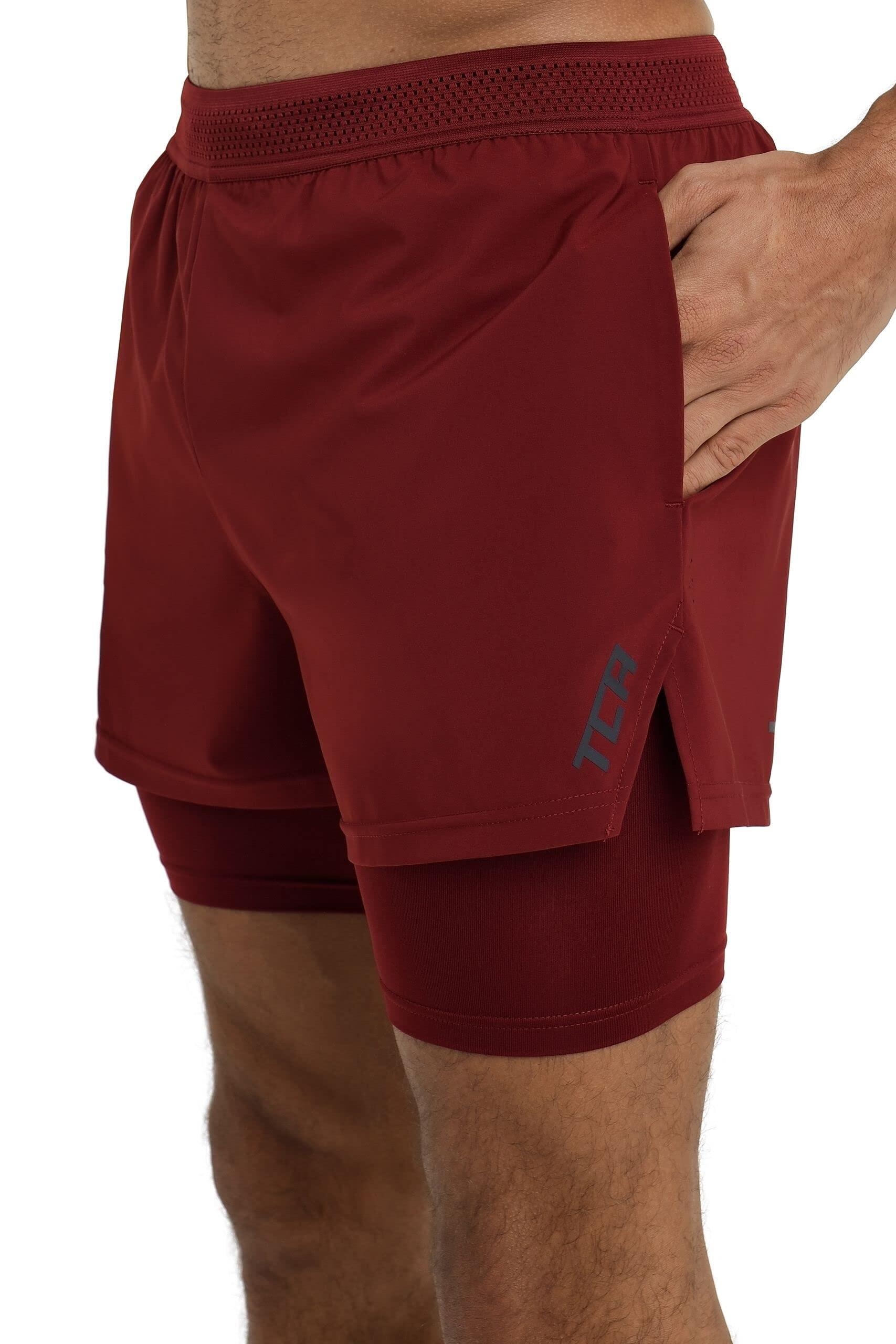 Men's Lightweight 2-in-1 Running Shorts - Maroon 3/6