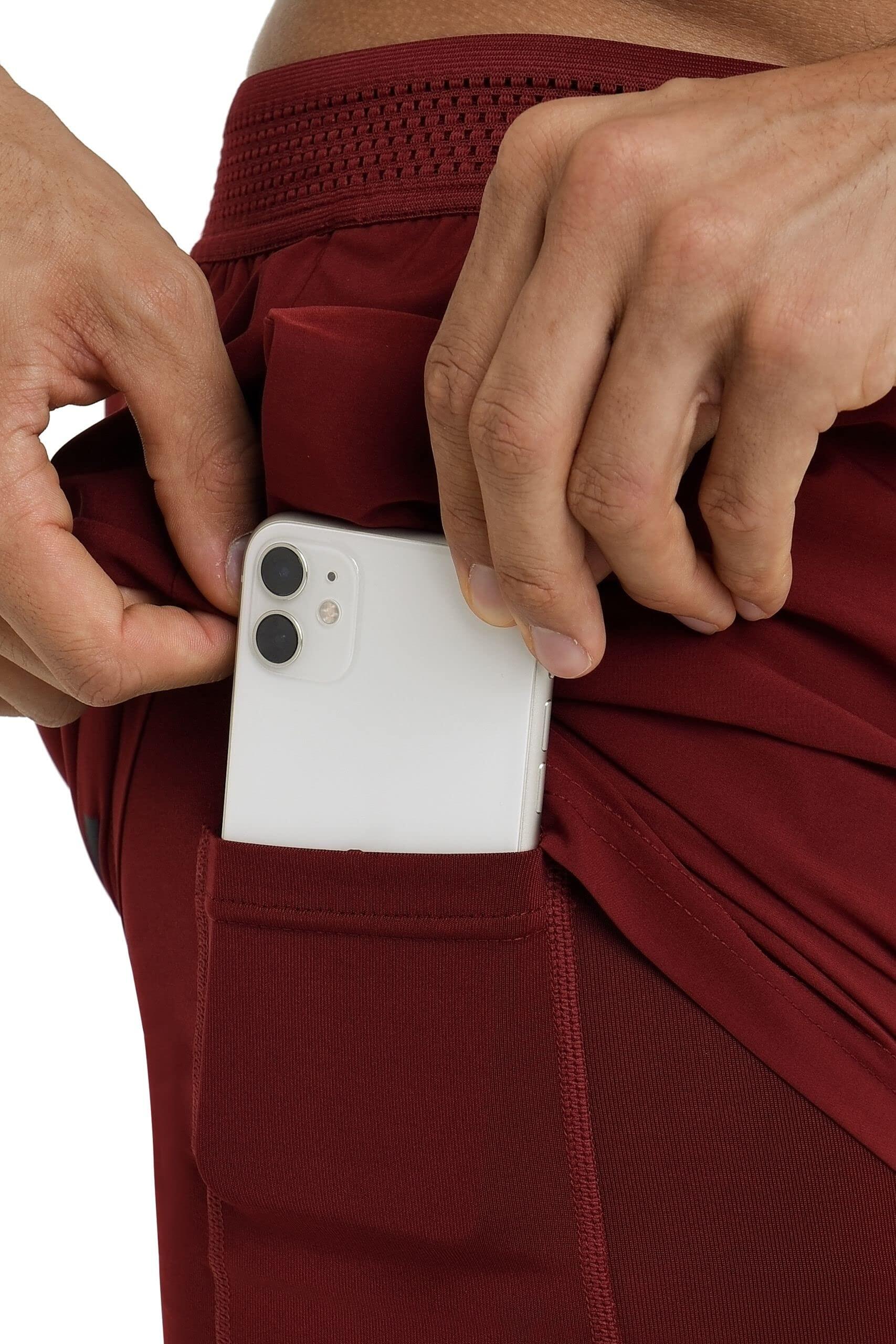 Men's Lightweight 2-in-1 Running Shorts - Maroon 4/6