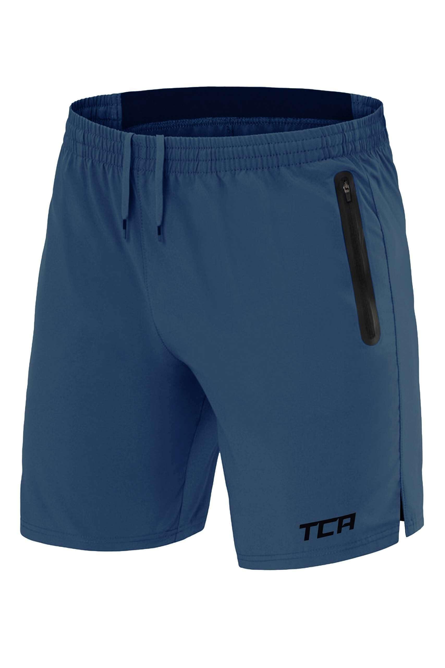 TCA Men's Elite Tech Lightweight Running Shorts with Zip Pockets - Iron Blue