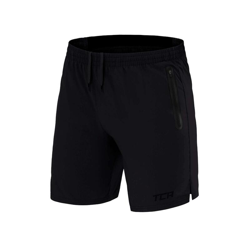 MoFiz Lichte sportbroek voor heren, korte hardloopbroek, joggen, training, zomer, sneldrogend, met zakken met ritssluiting, A- Zwart, 3XL