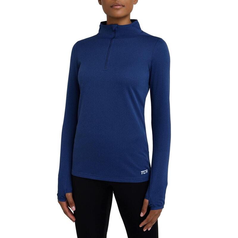 Haut Cloud Fleece avec Fermeture 1/4 et Poche à Fermeture Éclair pour Femmes