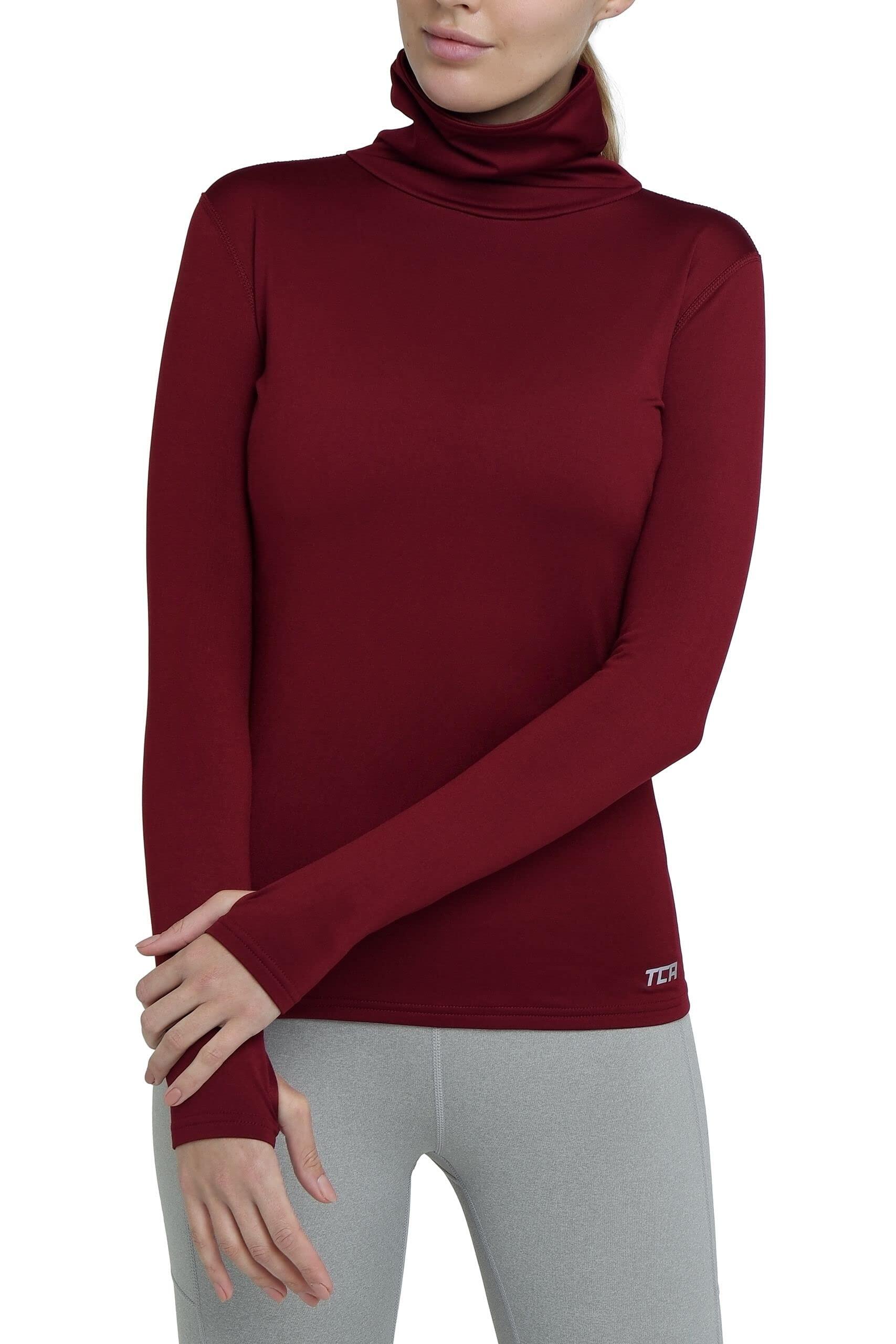 TCA Women's Thermal Funnel Neck Top - Cabernet