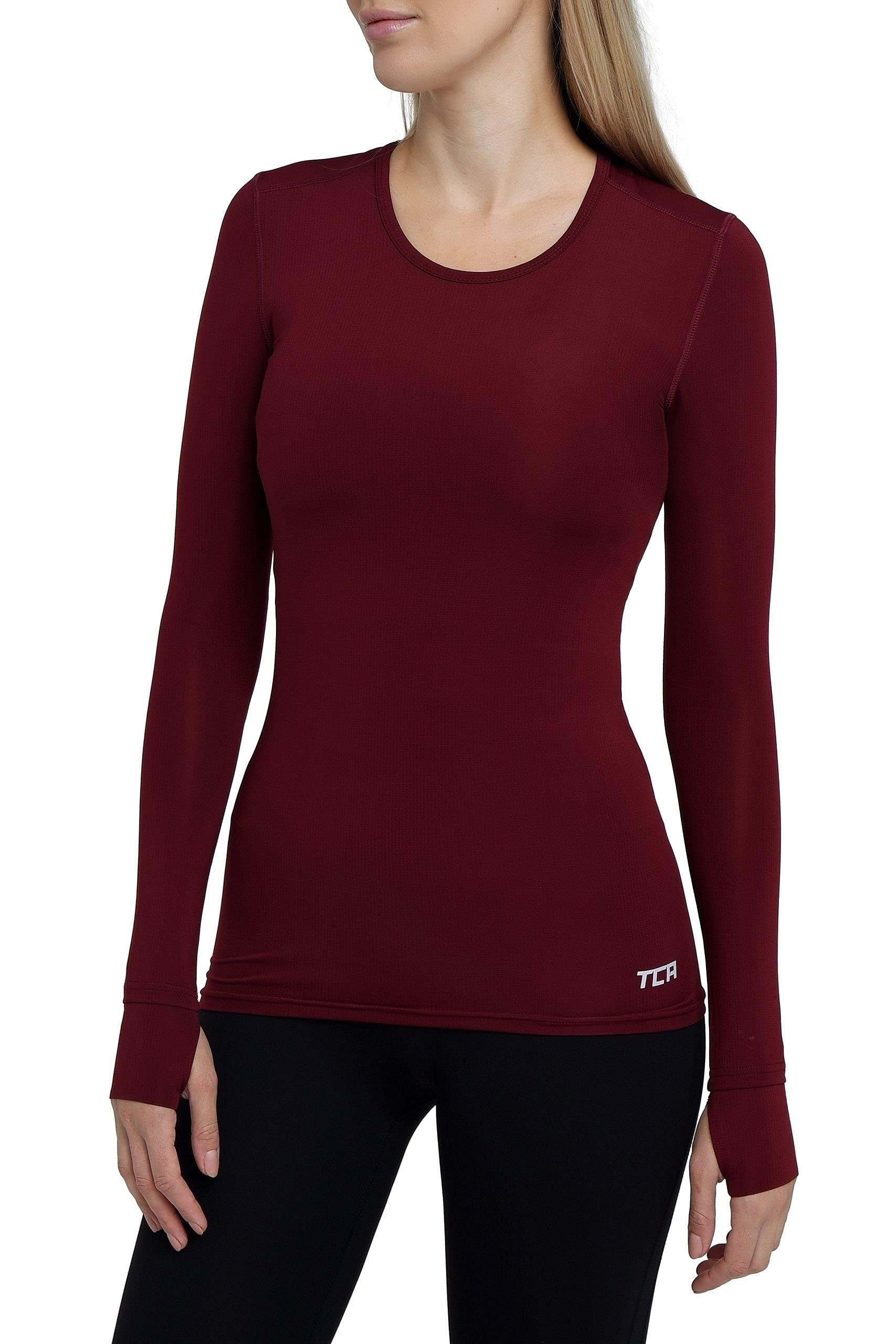 TCA Women's Stamina Running Top with Zip Pocket - Cabernet