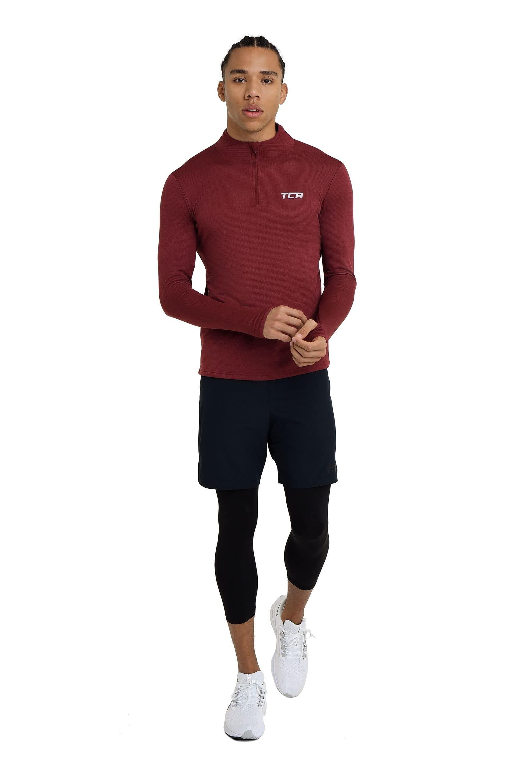 Men's Cloud Fleece 1/4 Zip Top with Zip Pocket - Cabernet 5/6