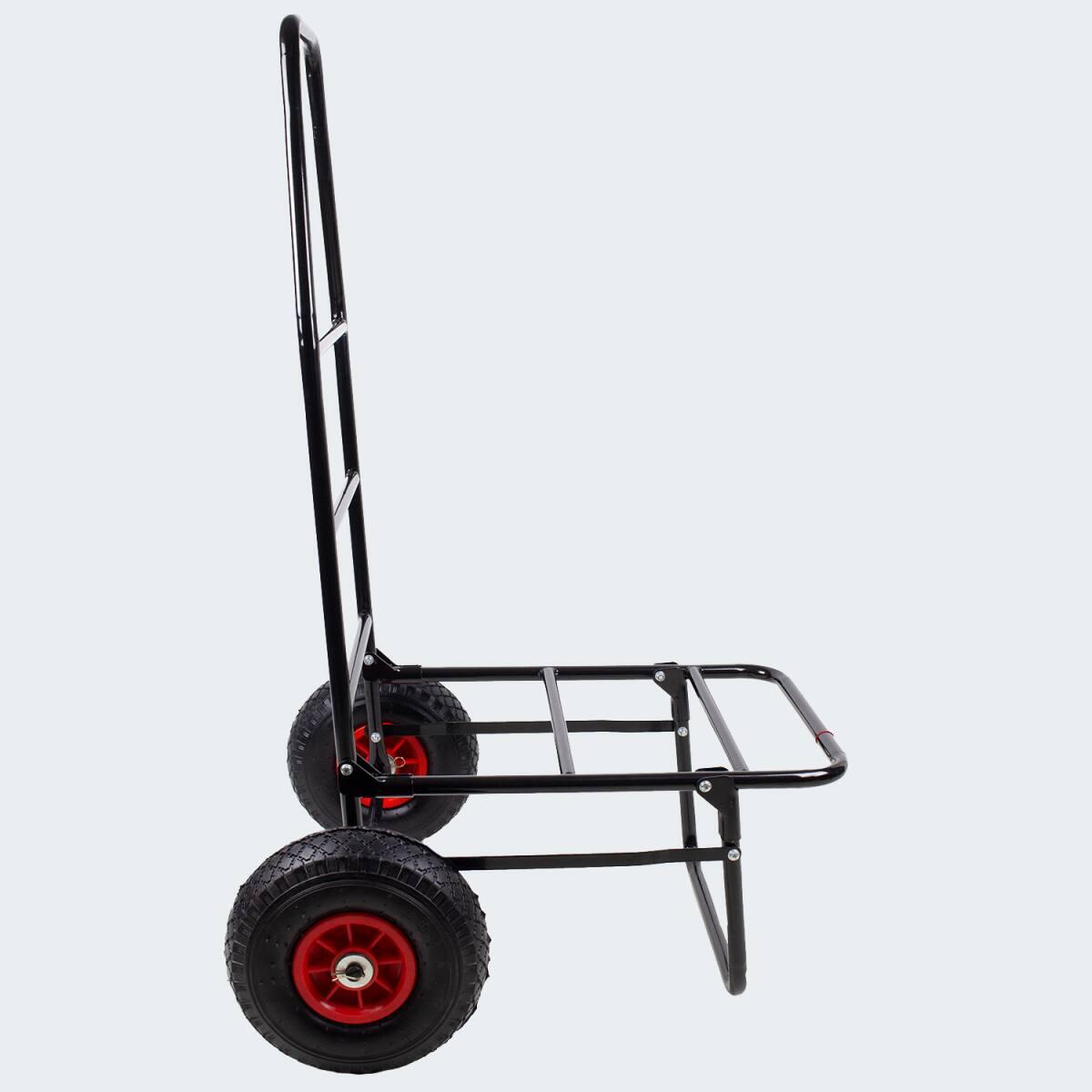Carrello pieghevole | Ruote pneumatiche | 100 kg | Carretto | Pesca | Nero 3/7