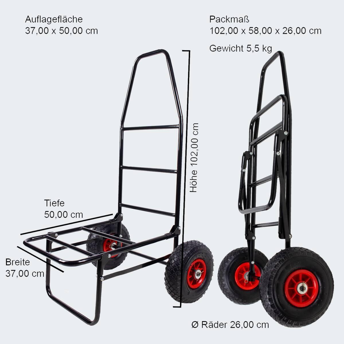 Carrello pieghevole | Ruote pneumatiche | 100 kg | Carretto | Pesca | Nero 6/7