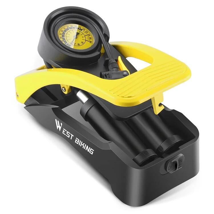 WEST BIKING Nožní pumpa na kolo s dvojitým válcem