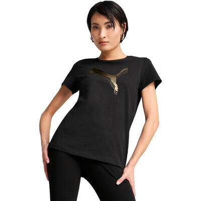 T-shirt puma ess metallic tee. zwart. dames