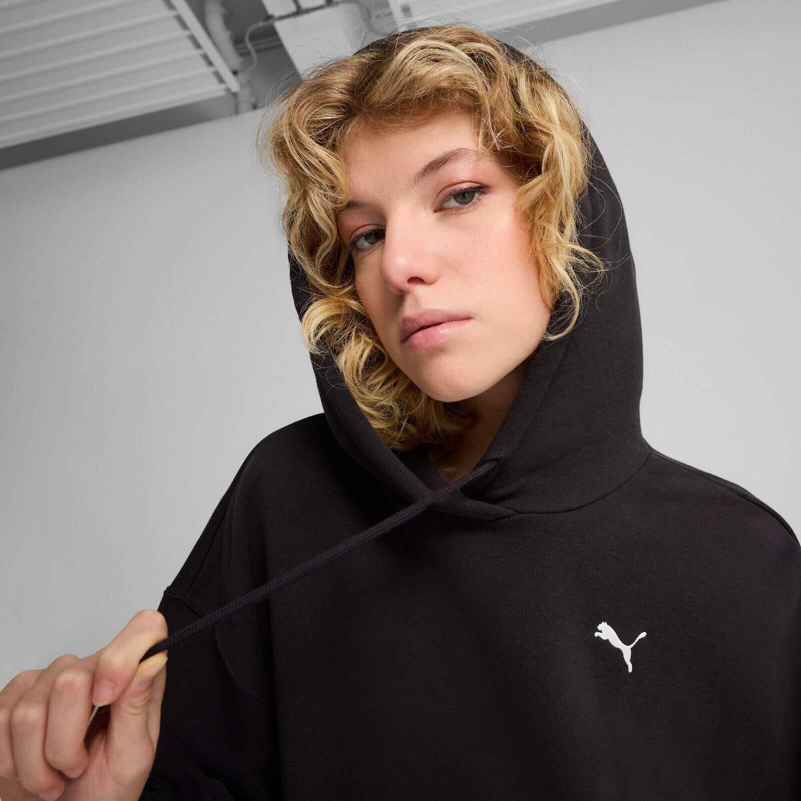 Capot Puma Wardrobe Ess Relaxed Cropped Hoodie Tr, Noir, Femmes 4/5