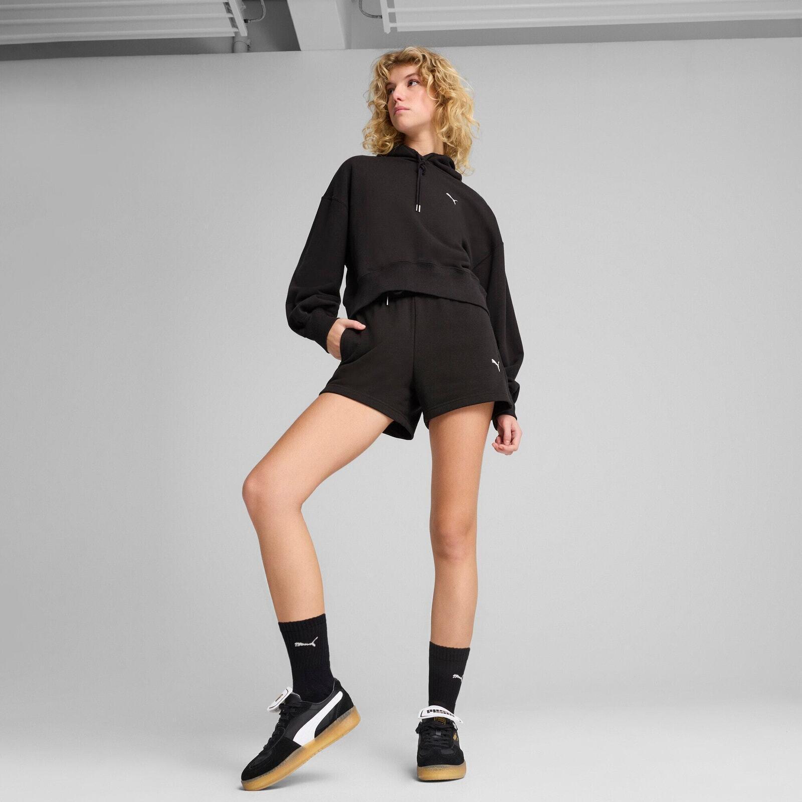 Capot Puma Wardrobe Ess Relaxed Cropped Hoodie Tr, Noir, Femmes 3/5