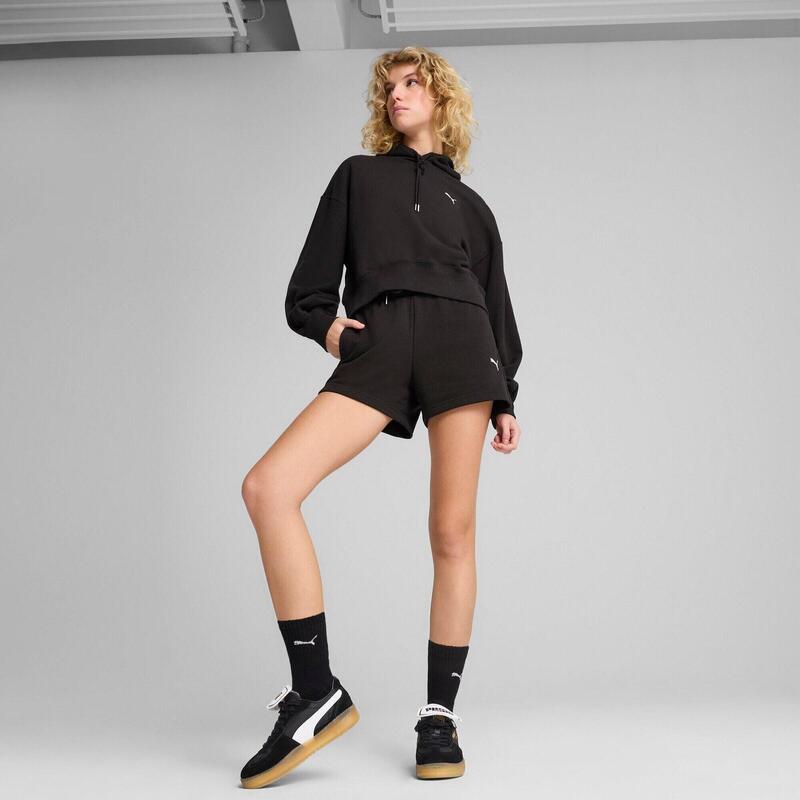 Hanorac femei Puma Wardrobe Ess Relaxed Cropped Hoodie Tr, Negru