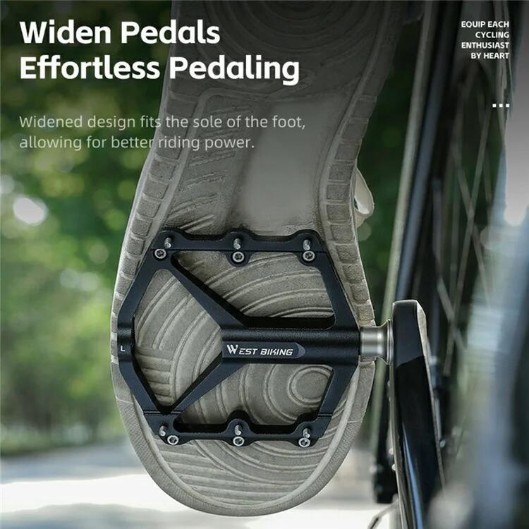 Pédales Vélo Tout Titane WEST BIKING - Léger, 3 Roulements, Axe 9/16", Poids 211g/paire, Neuves