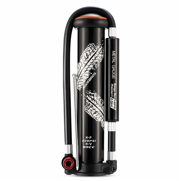 Rockbros - Pompe À Vélo 220psi  À Air Manuelle Avec Manomètre Caché - Gonfleur - Noir - Decathlon